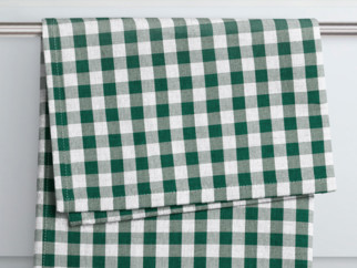 Kuchynská bavlnená utierka KANAFAS - vzor 084 malé zeleno-biele kocky