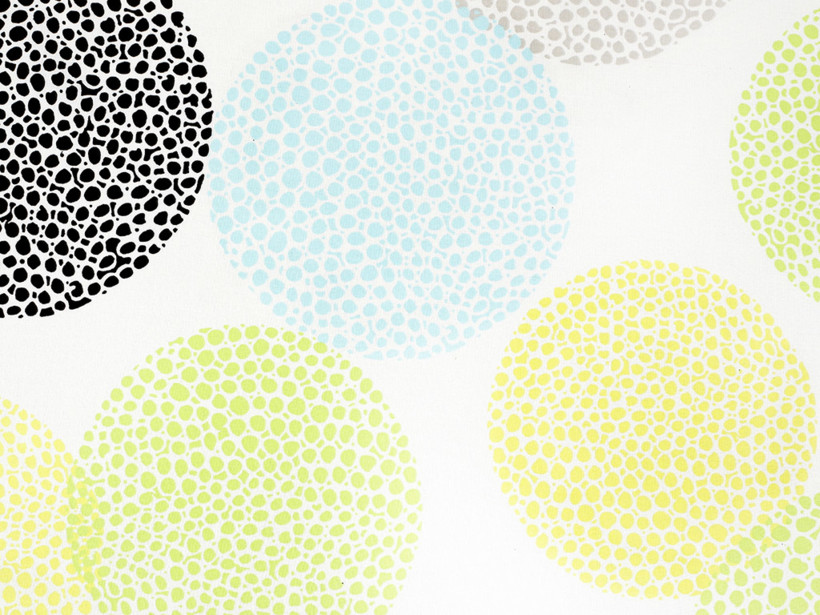 Bavlnené plátno - farebné kruhy s drobnými tvarmi