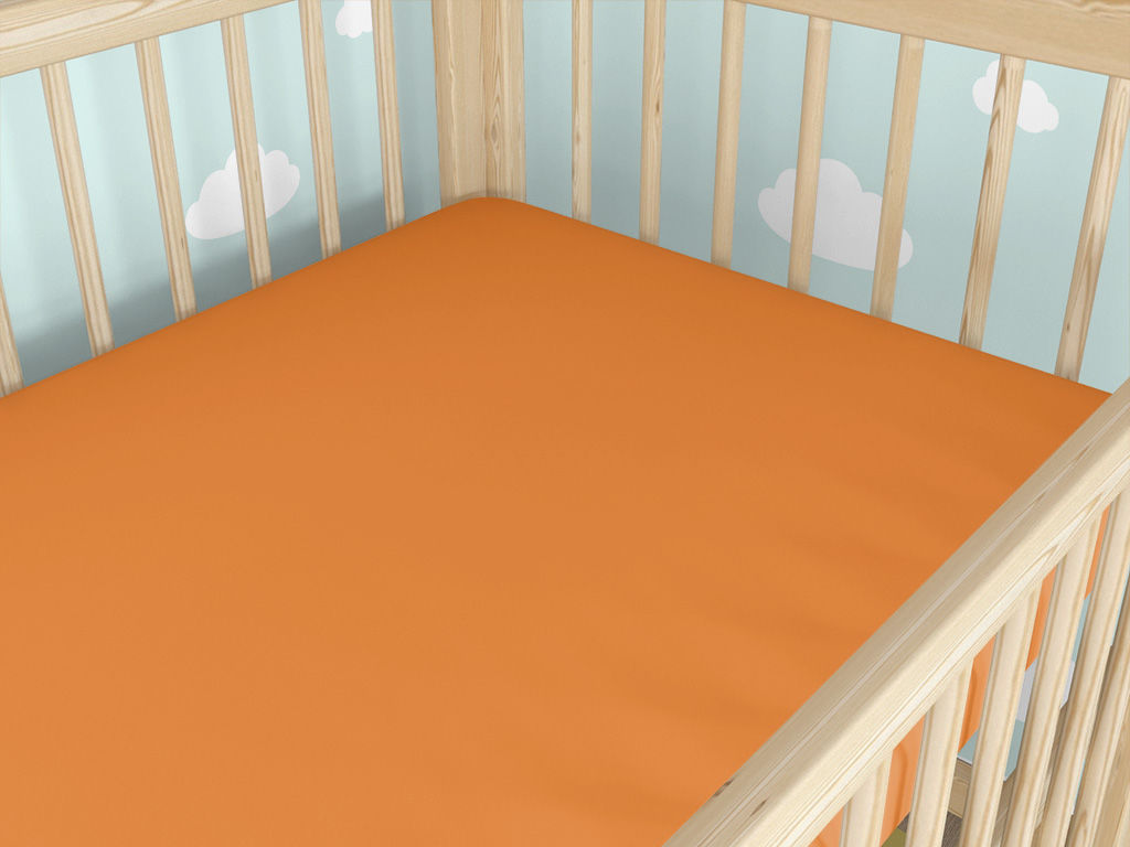 Bavlnená plachta do detské postieľky - oranžová