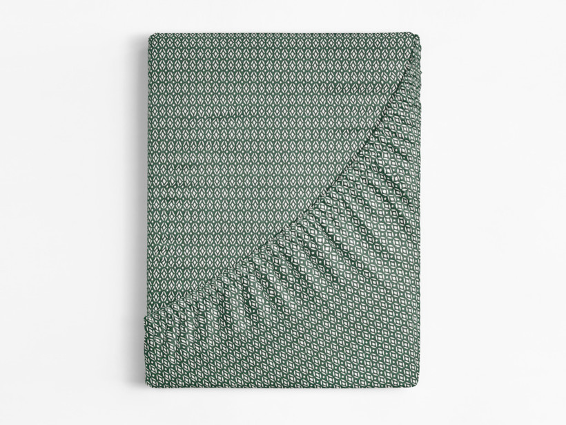 Bavlnená napínacia plachta - geometrické tvary na tmavo zelenom
