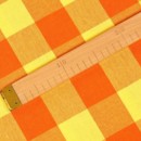 Bavlnená látka KANAFAS - vzor 043 veľké oranžovo-žlté kocky - metráž š. 150cm