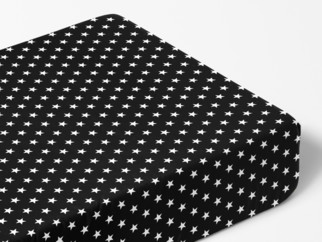 Detská bavlnená napínacia plachta - vzor biele hviezdičky na čiernom