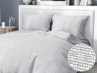 Bavlnené posteľné obliečky - vzor 809 drobné sivé tvary na bielom