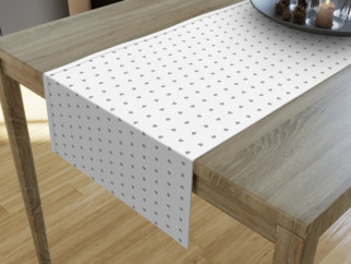 Dekoračný behúň na stôl LONETA - vzor sivá srdiečka na bielom