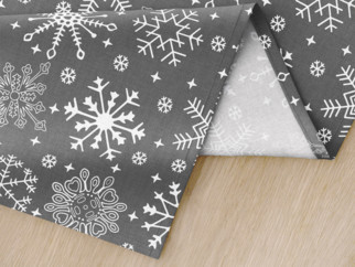 Vianočné bavlnené prestieranie na stôl - vzor snehové vločky na sivom - sada 2ks