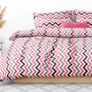 Bavlnené posteľné obliečky - vzor 902 ružové a sivé cik-cak prúžky