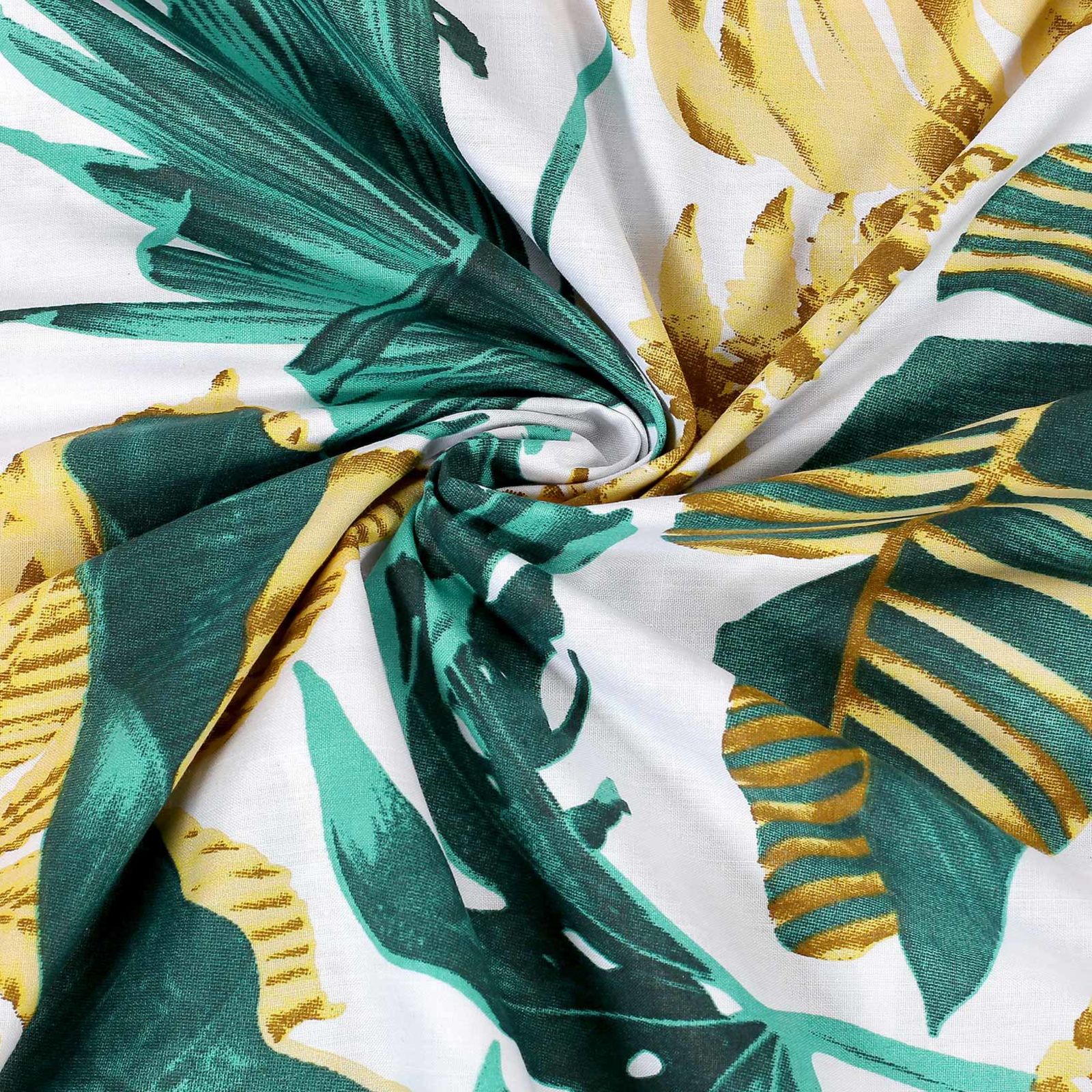Bavlnené plátno - palmové listy na bielom