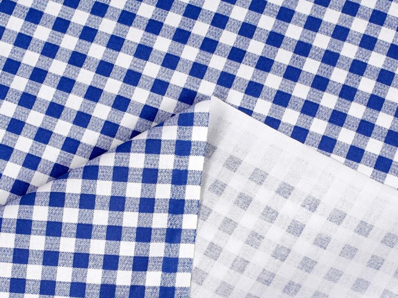 Bavlnené plátno - modré a biele kocky