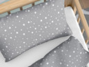 Bavlnené obliečky do detské postieľky - vzor 513 drobné biele hviezdičky na sivom