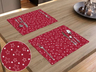 Bavlnené prestieranie na stôl - vzor biele hviezdičky na červenom - 2ks