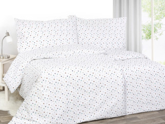 Krepové posteľné obliečky - vzor 1023 farebné bodky na bielom