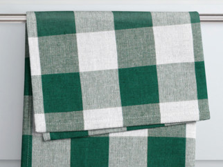 Kuchynská bavlnená utierka KANAFAS - vzor 083 veľké zeleno-biele kocky