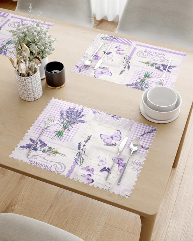 Prestieranie na stôl teflónové - patchwork levanduľou s motýľmi - sada 2ks