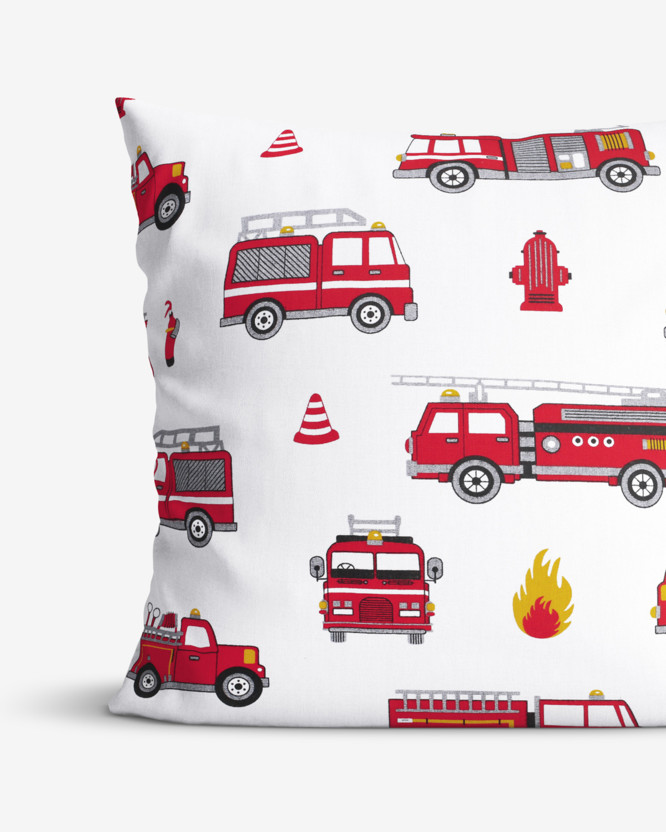 Detská bavlnená obliečka na vankúš - hasičská autá