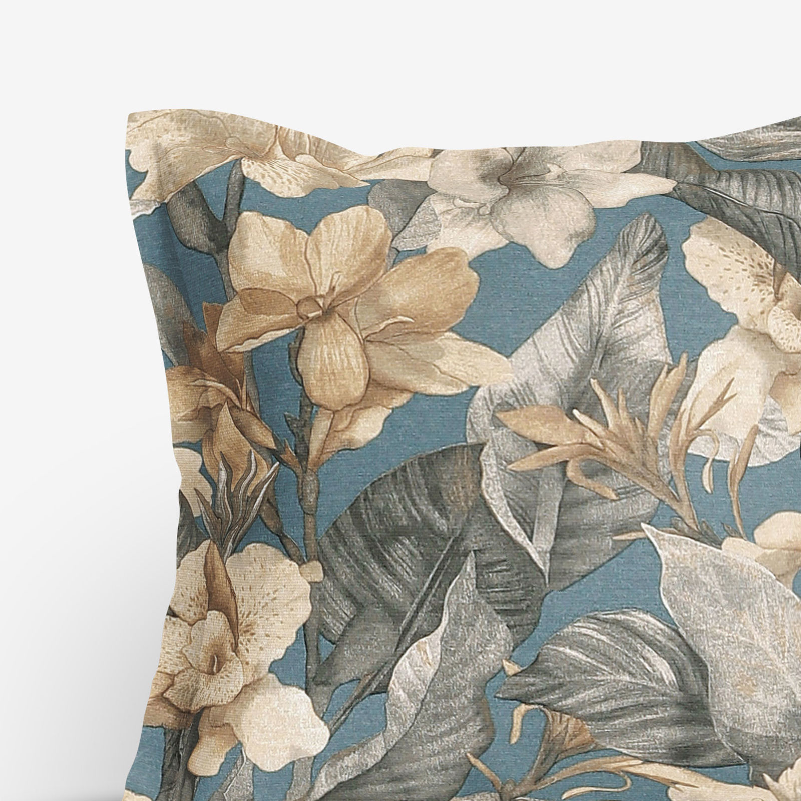 Dekoračná obliečka na vankúš s ozdobným lemom Loneta - tropické kvety