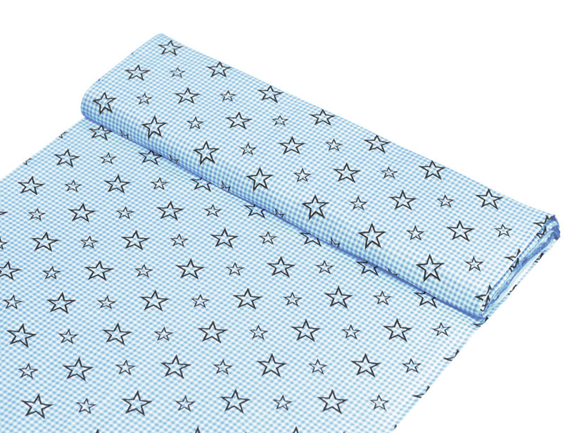 Bavlnené plátno - hviezdičky na modrom káru