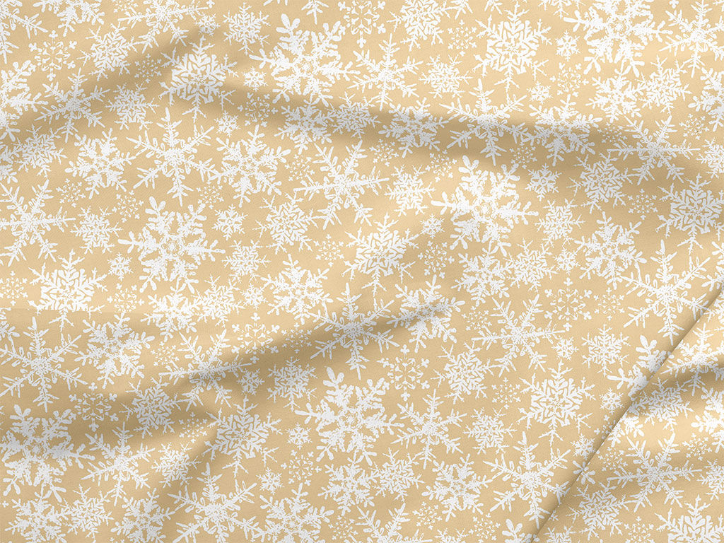 Vianočná bavlnená látka - snehové vločky na zlatom