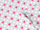 Bavlnené posteľné obliečky - vzor 510 ružová srdce na sivom