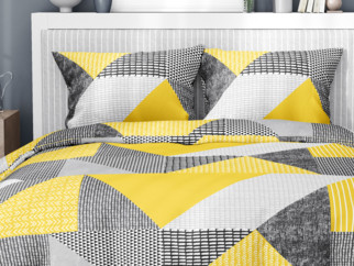 Flanelové posteľné obliečky - vzor 806 kombinácia žltosivého vzorovania