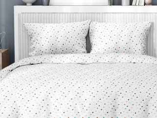 Krepové posteľné obliečky - vzor 1023 farebné bodky na bielom