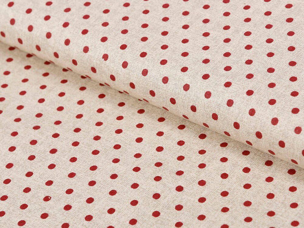 Bavlnené plátno - červené bodky na režnom