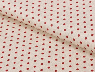 Bavlnené plátno SIMONA - vzor 586 červené bodky na režnom - metráž š. 145cm