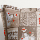 Vianočná obliečka na vankúš s ozdobným lemom Loneta - snehuliaci