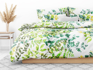 Bavlnené posteľné obliečky - vzor eukalyptus
