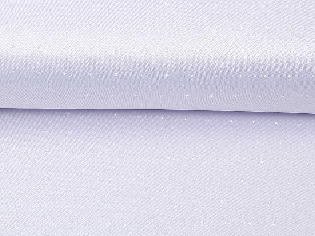 Teflónová látka na obrusy - biela s fialovým nádychom s lesklými štvorčeky