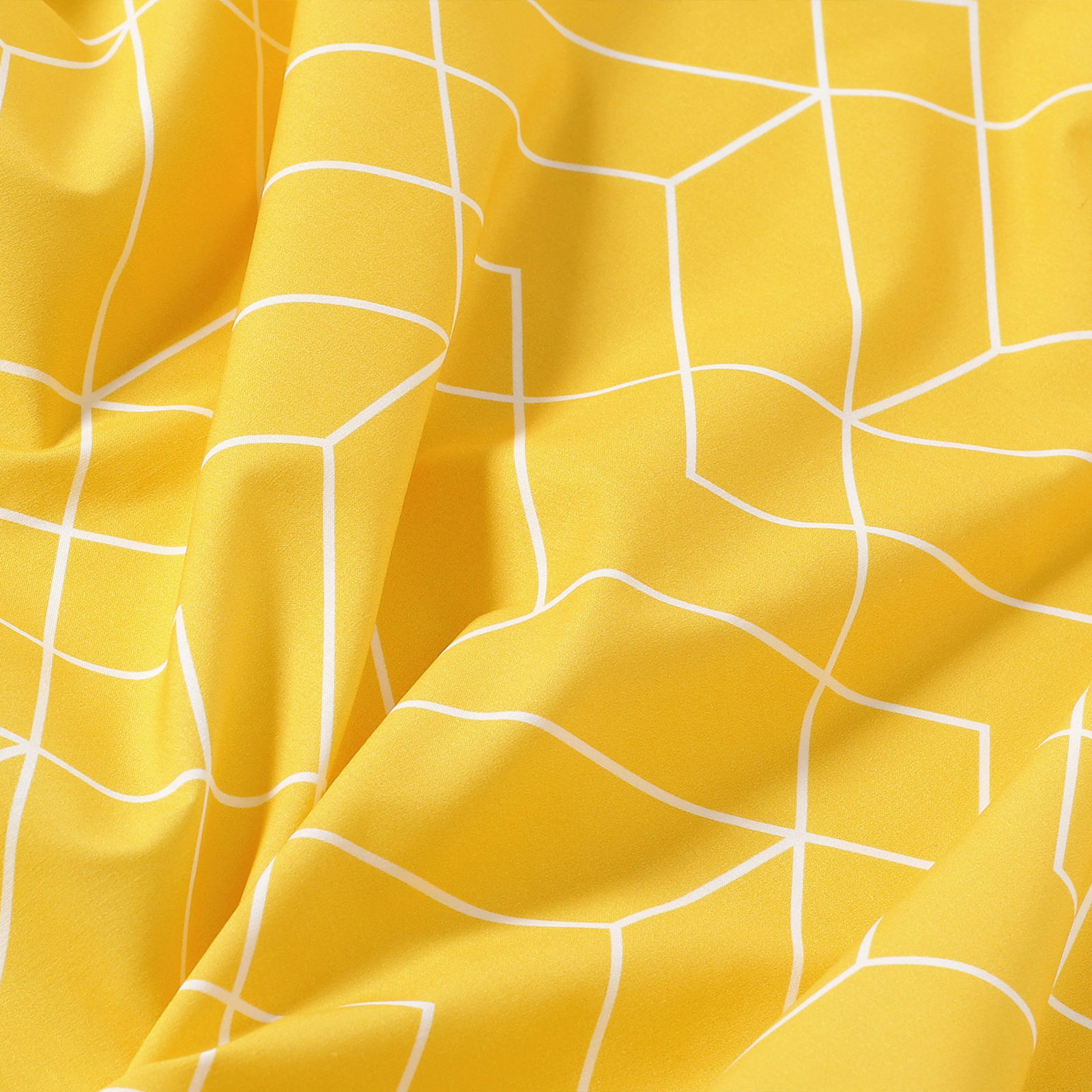 Okrúhly obrus 100% bavlnené plátno - mozaika na žltom