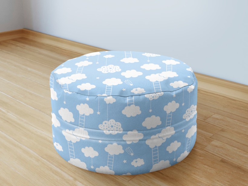 Detský bavlnený sedacie bobek 50x20cm - mráčky na svetle modrom