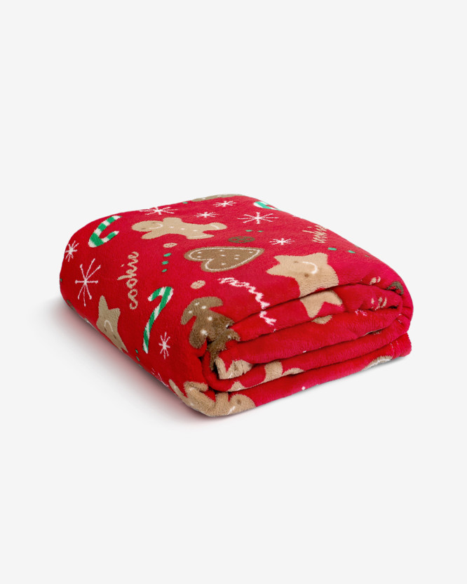 Vianočná deka z mikrovlákna - perníkové dekorácie