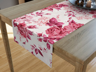 Dekoračný behúň na stôl LONETA - vzor veľké červené ruže