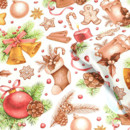 Vianočné bavlnené posteľné obliečky - vzor 030 vianočné ozdoby na bielom