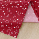 Bavlnený behúň na stôl - vzor biele hviezdičky na červenom