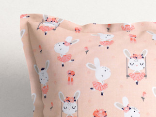 Detská bavlnená obliečka na vankúš s ozdobným lemom - tancujúci králikovia