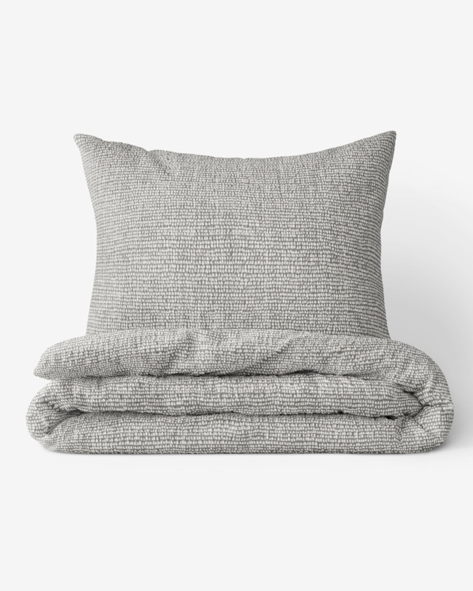 Krepové posteľné obliečky - drobné tvary na sivom