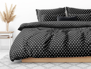 Bavlnené posteľné obliečky - vzor 541 biele hviezdičky na čiernom