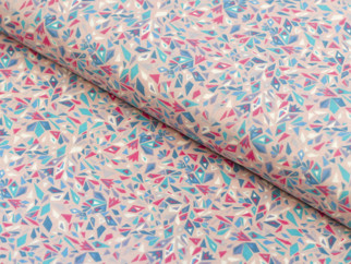 Bavlnené plátno SIMONA - vzor 880 farebné čriepky na ružovom - metráž š. 150cm