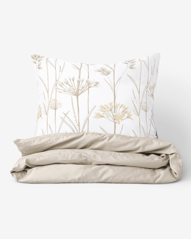 Bavlnené posteľné obliečky Duo - okrasné rastliny s latte