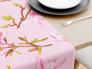 Behúň na stôl 100% bavlnené plátno - ružové magnólie