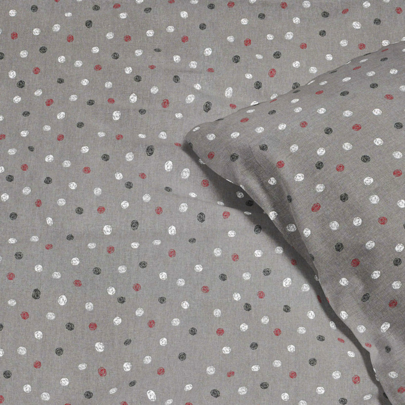 Bavlnené posteľné obliečky - farebné bodky na tmavo sivom