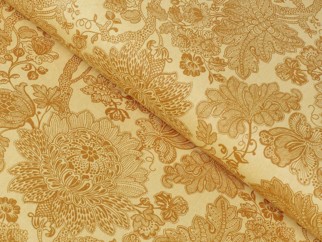 Bavlnená látka MESTRAL - vzor 106 žltohnedé kvety - metráž š. 140 cm