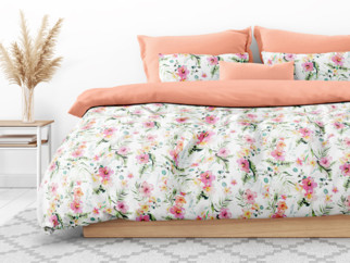 Bavlnené posteľné obliečky Duo - havajské kvetiny s lososovou