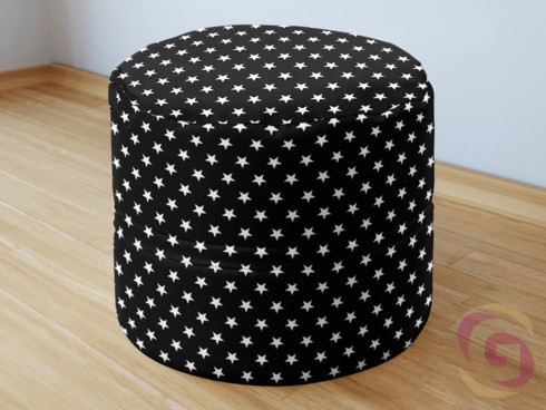 Bavlnený sedacie bobek - vzor biele hviezdičky na čiernom