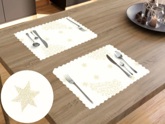 Teflónové prestieranie na stôl - vzor zlaté vianočné stromčeky a hviezdičky - sada 2ks