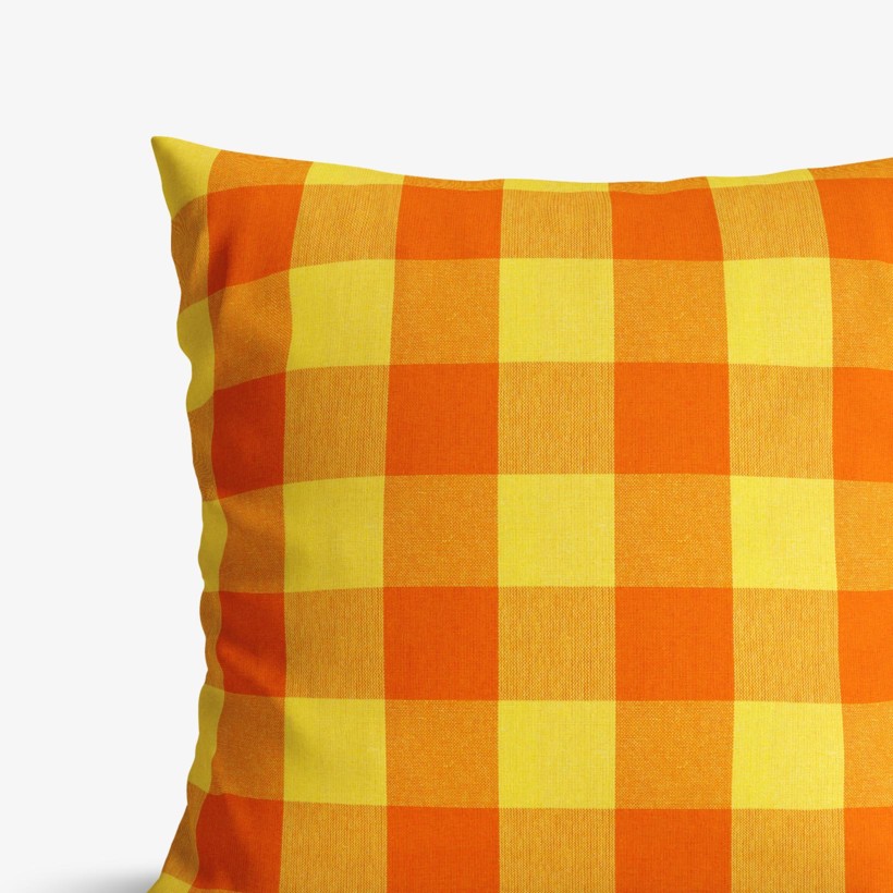 Bavlnená obliečka na vankúš - veľké oranžovo-žlté kocky