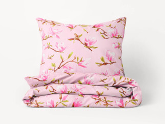 Bavlnené posteľné obliečky - ružové magnólie