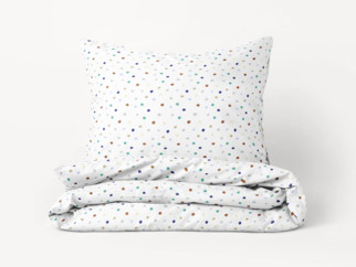 Bavlnené posteľné obliečky - vzor 1023 farebné bodky na bielom