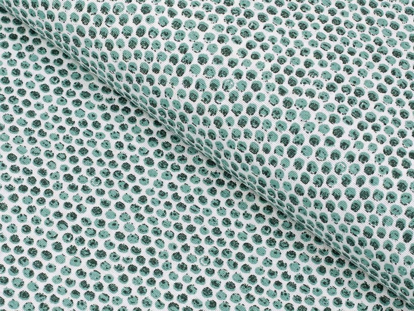 Dekoračná látka Loneta - dizajnové mintové bodky